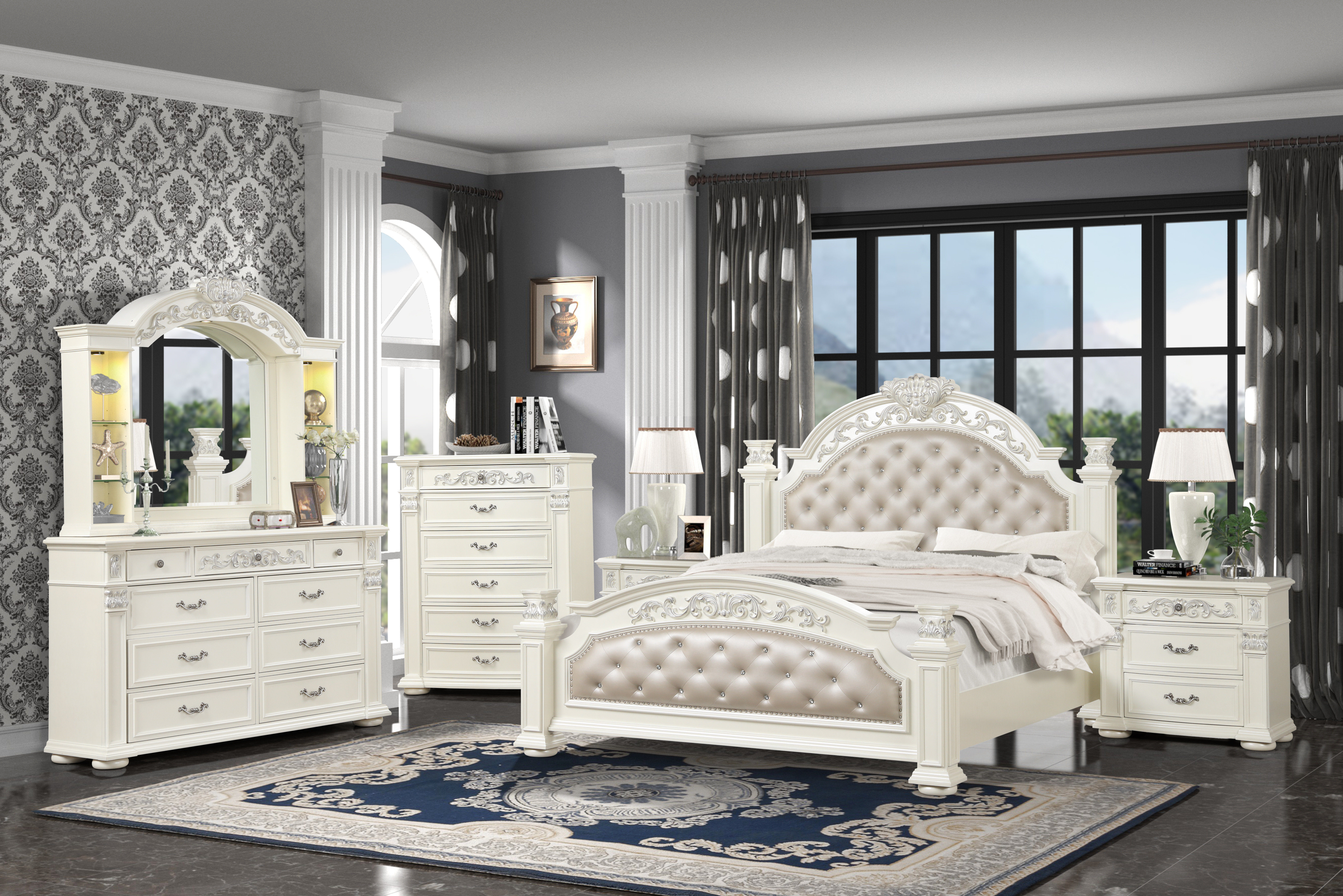 Rosdorf Park Lounette Platinum White Bedroom Set | Wayfair